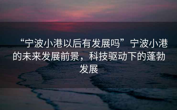 “寧波小港以后有發(fā)展嗎”寧波小港的未來(lái)發(fā)展前景，科技驅(qū)動(dòng)下的蓬勃發(fā)展