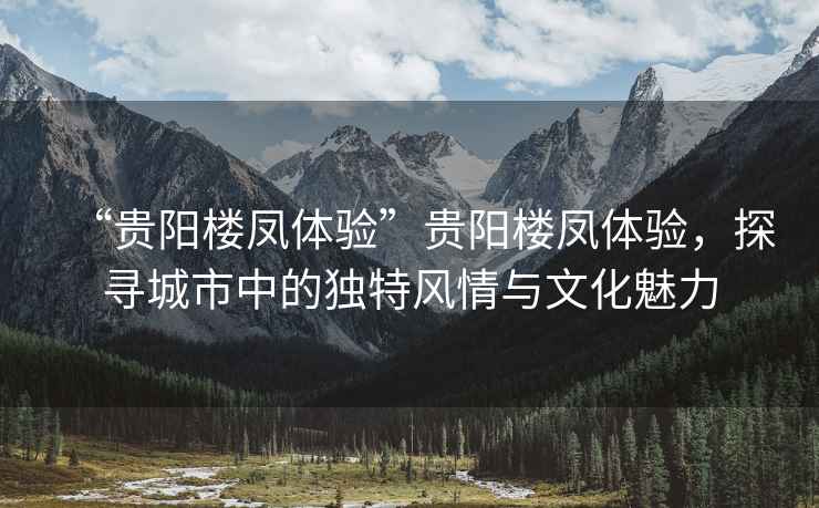 “貴陽樓鳳體驗”貴陽樓鳳體驗，探尋城市中的獨特風(fēng)情與文化魅力