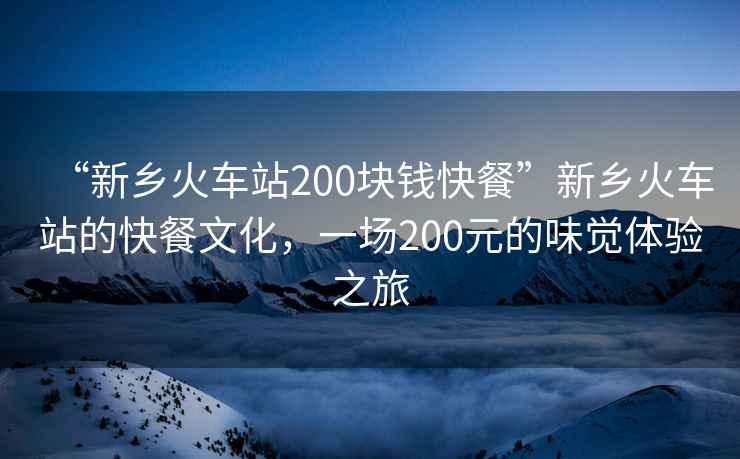 “新鄉(xiāng)火車站200塊錢快餐”新鄉(xiāng)火車站的快餐文化，一場200元的味覺體驗(yàn)之旅