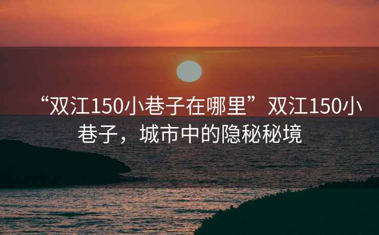 “雙江150小巷子在哪里”雙江150小巷子，城市中的隱秘秘境