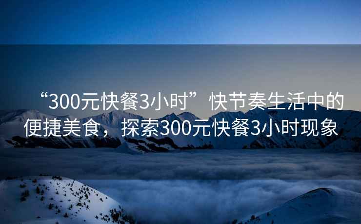 “300元快餐3小時”快節(jié)奏生活中的便捷美食，探索300元快餐3小時現(xiàn)象