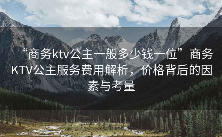 “商務(wù)ktv公主一般多少錢一位”商務(wù)KTV公主服務(wù)費(fèi)用解析，價(jià)格背后的因素與考量