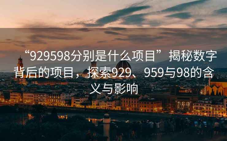 “929598分別是什么項(xiàng)目”揭秘?cái)?shù)字背后的項(xiàng)目，探索929、959與98的含義與影響