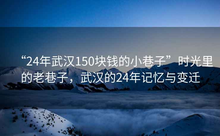 “24年武漢150塊錢的小巷子”時光里的老巷子，武漢的24年記憶與變遷
