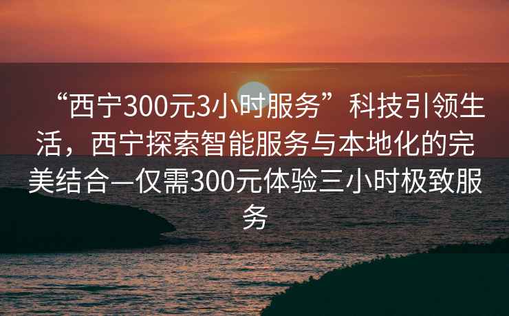 “西寧300元3小時(shí)服務(wù)”科技引領(lǐng)生活，西寧探索智能服務(wù)與本地化的完美結(jié)合—僅需300元體驗(yàn)三小時(shí)極致服務(wù)