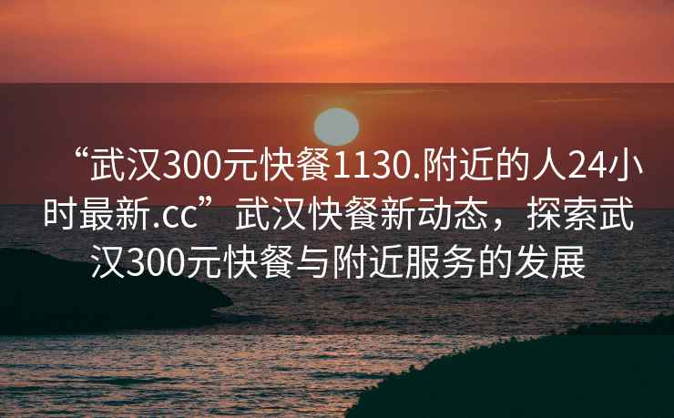 “武漢300元快餐1130.附近的人24小時(shí)最新.cc”武漢快餐新動(dòng)態(tài)，探索武漢300元快餐與附近服務(wù)的發(fā)展
