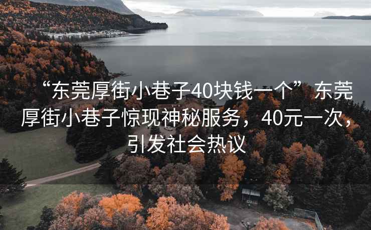 “東莞厚街小巷子40塊錢一個”東莞厚街小巷子驚現(xiàn)神秘服務(wù)，40元一次，引發(fā)社會熱議