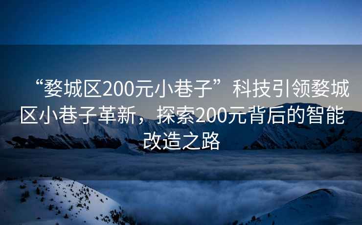 “婺城區(qū)200元小巷子”科技引領(lǐng)婺城區(qū)小巷子革新，探索200元背后的智能改造之路