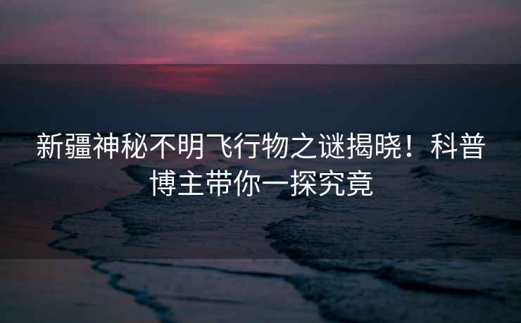 新疆神秘不明飛行物之謎揭曉！科普博主帶你一探究竟