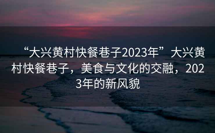 “大興黃村快餐巷子2023年”大興黃村快餐巷子，美食與文化的交融，2023年的新風(fēng)貌