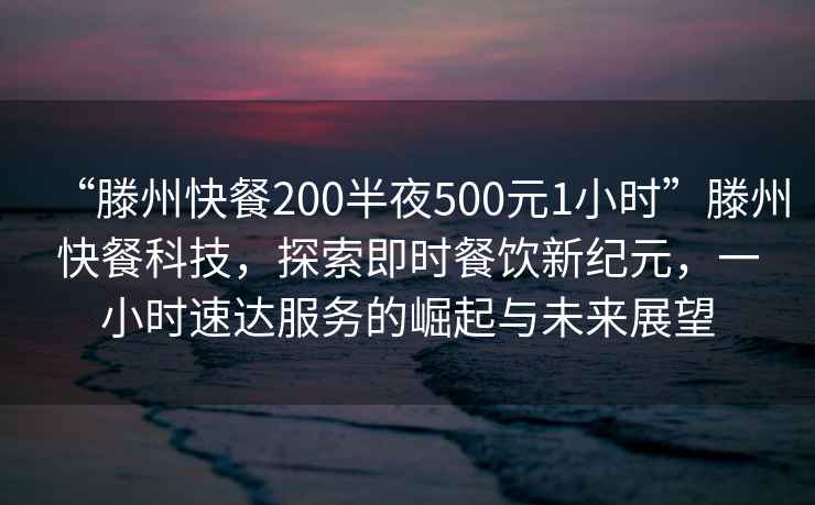 “滕州快餐200半夜500元1小時(shí)”滕州快餐科技，探索即時(shí)餐飲新紀(jì)元，一小時(shí)速達(dá)服務(wù)的崛起與未來展望