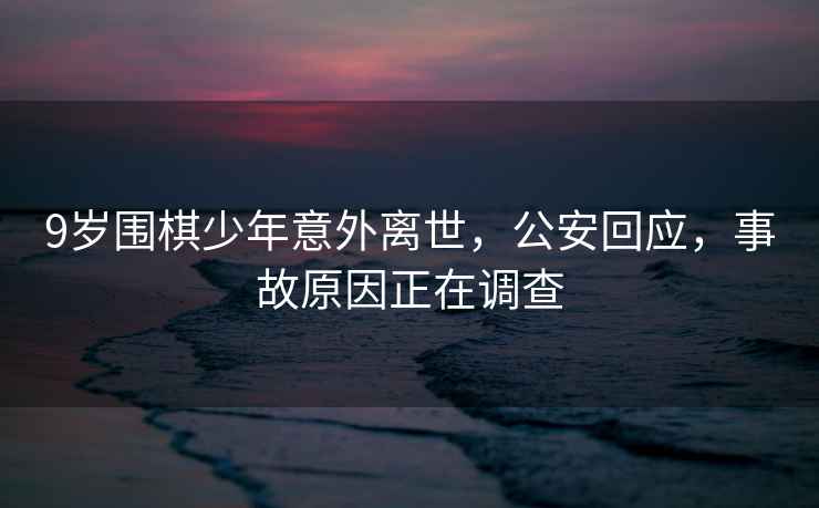 9歲圍棋少年意外離世，公安回應(yīng)，事故原因正在調(diào)查