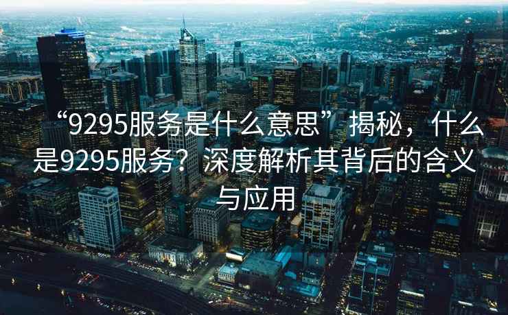 “9295服務(wù)是什么意思”揭秘，什么是9295服務(wù)？深度解析其背后的含義與應(yīng)用
