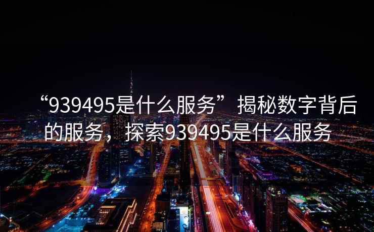 “939495是什么服務”揭秘數(shù)字背后的服務，探索939495是什么服務