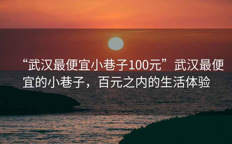 “武漢最便宜小巷子100元”武漢最便宜的小巷子，百元之內的生活體驗