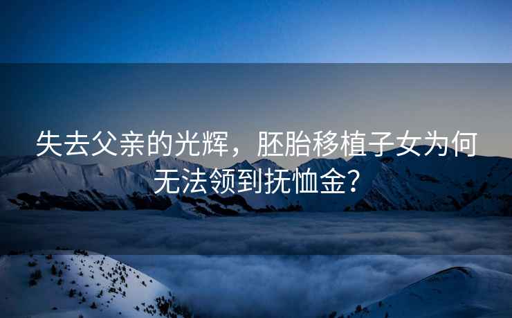 失去父親的光輝，胚胎移植子女為何無法領(lǐng)到撫恤金？