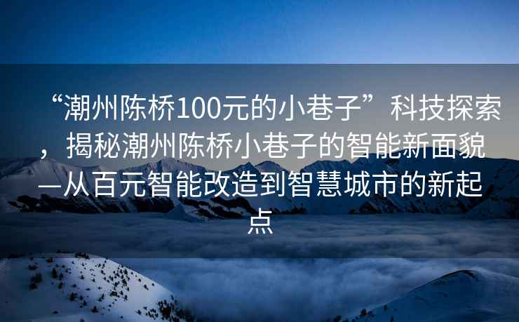 “潮州陳橋100元的小巷子”科技探索，揭秘潮州陳橋小巷子的智能新面貌—從百元智能改造到智慧城市的新起點(diǎn)
