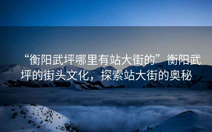 “衡陽(yáng)武坪哪里有站大街的”衡陽(yáng)武坪的街頭文化，探索站大街的奧秘