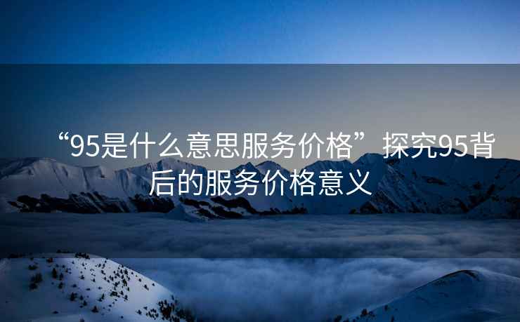 “95是什么意思服務(wù)價格”探究95背后的服務(wù)價格意義