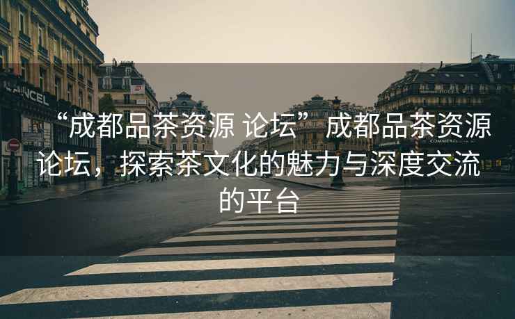 “成都品茶資源 論壇”成都品茶資源論壇，探索茶文化的魅力與深度交流的平臺