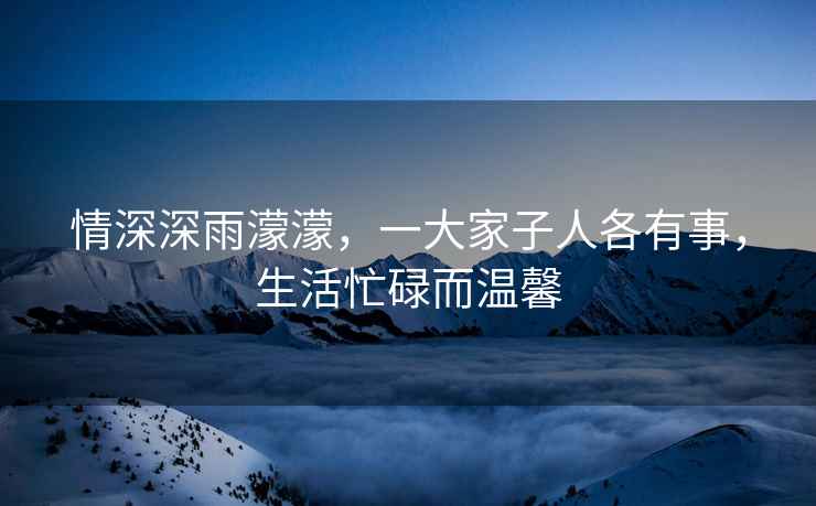 情深深雨濛濛，一大家子人各有事，生活忙碌而溫馨