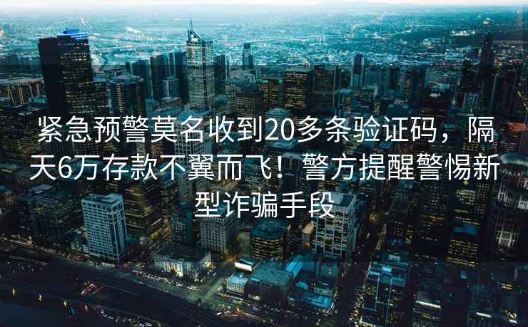 緊急預(yù)警莫名收到20多條驗證碼，隔天6萬存款不翼而飛！警方提醒警惕新型詐騙手段