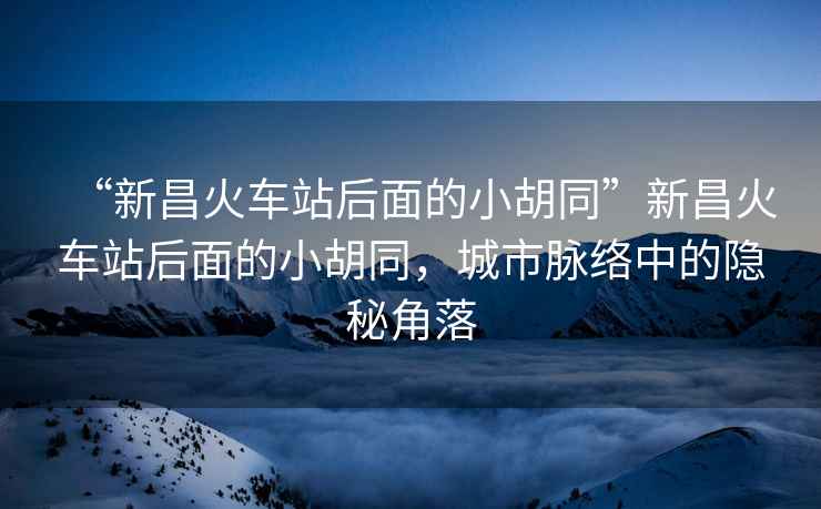 “新昌火車站后面的小胡同”新昌火車站后面的小胡同，城市脈絡(luò)中的隱秘角落