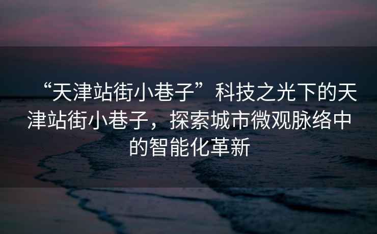 “天津站街小巷子”科技之光下的天津站街小巷子，探索城市微觀脈絡(luò)中的智能化革新