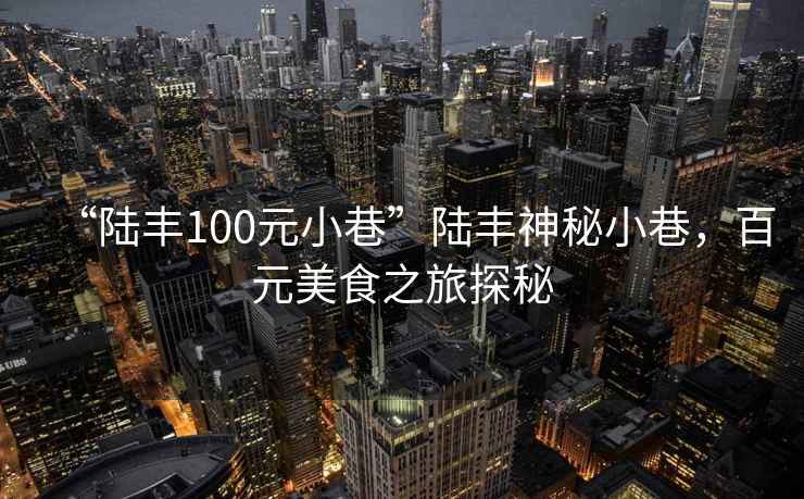 “陸豐100元小巷”陸豐神秘小巷，百元美食之旅探秘