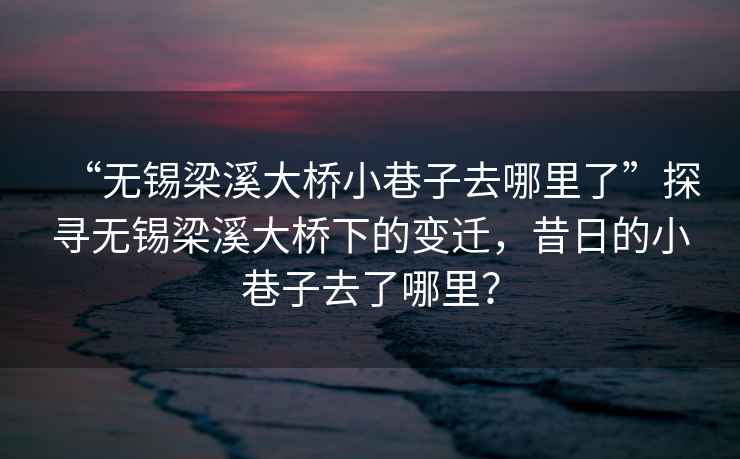 “無錫梁溪大橋小巷子去哪里了”探尋無錫梁溪大橋下的變遷，昔日的小巷子去了哪里？