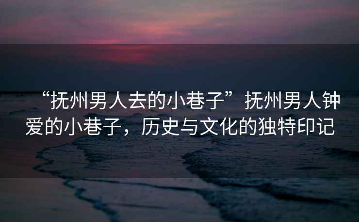 “撫州男人去的小巷子”撫州男人鐘愛的小巷子，歷史與文化的獨(dú)特印記