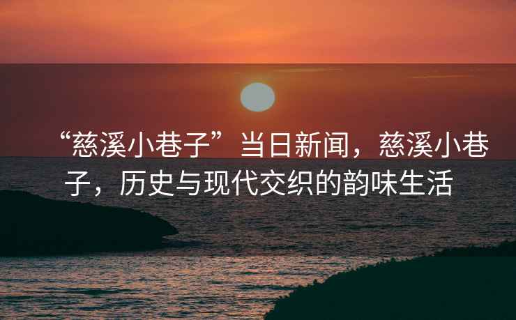 “慈溪小巷子”當(dāng)日新聞，慈溪小巷子，歷史與現(xiàn)代交織的韻味生活