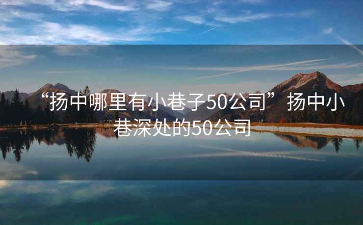 “揚中哪里有小巷子50公司”揚中小巷深處的50公司