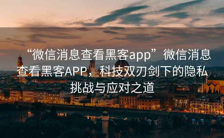 “微信消息查看黑客app”微信消息查看黑客APP，科技雙刃劍下的隱私挑戰(zhàn)與應(yīng)對之道