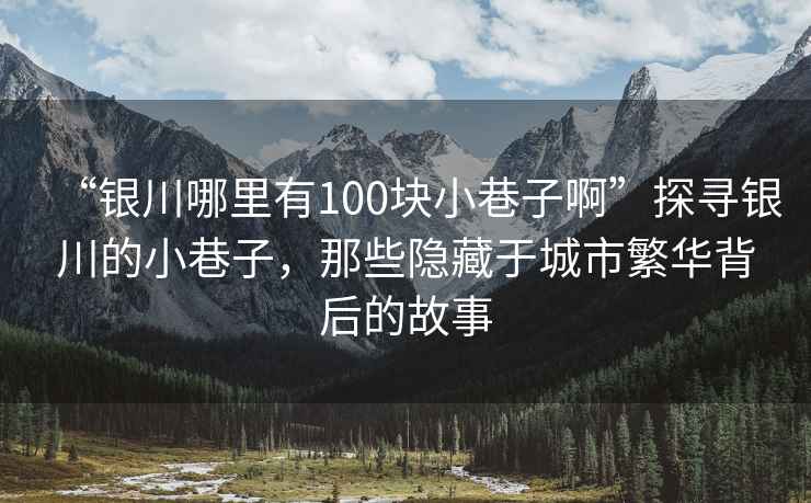“銀川哪里有100塊小巷子啊”探尋銀川的小巷子，那些隱藏于城市繁華背后的故事