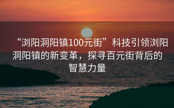 “瀏陽洞陽鎮(zhèn)100元街”科技引領(lǐng)瀏陽洞陽鎮(zhèn)的新變革，探尋百元街背后的智慧力量
