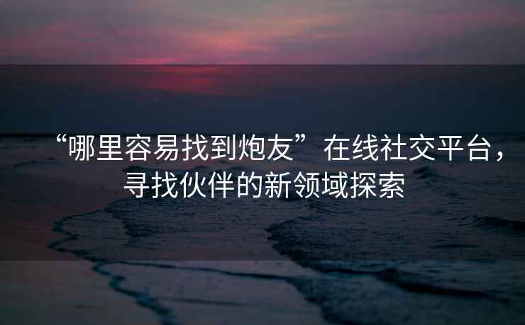“哪里容易找到炮友”在線社交平臺，尋找伙伴的新領(lǐng)域探索