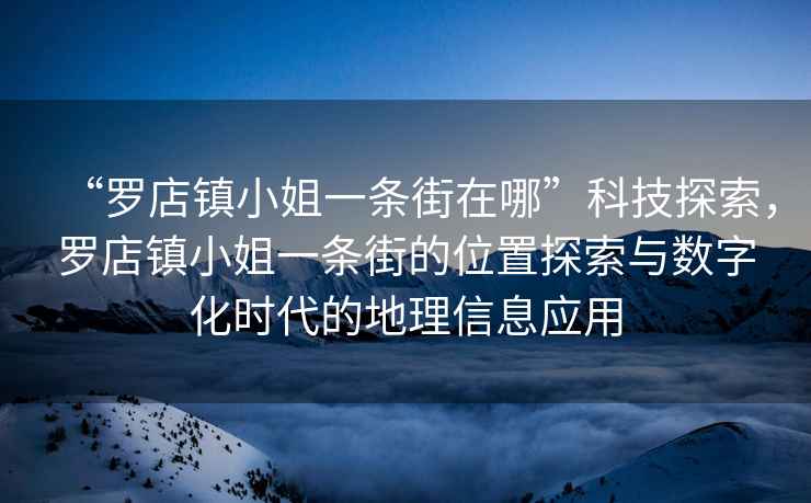 “羅店鎮(zhèn)小姐一條街在哪”科技探索，羅店鎮(zhèn)小姐一條街的位置探索與數(shù)字化時代的地理信息應(yīng)用