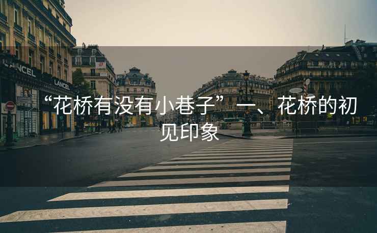 “花橋有沒有小巷子”一、花橋的初見印象