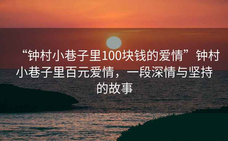 “鐘村小巷子里100塊錢的愛情”鐘村小巷子里百元愛情，一段深情與堅(jiān)持的故事