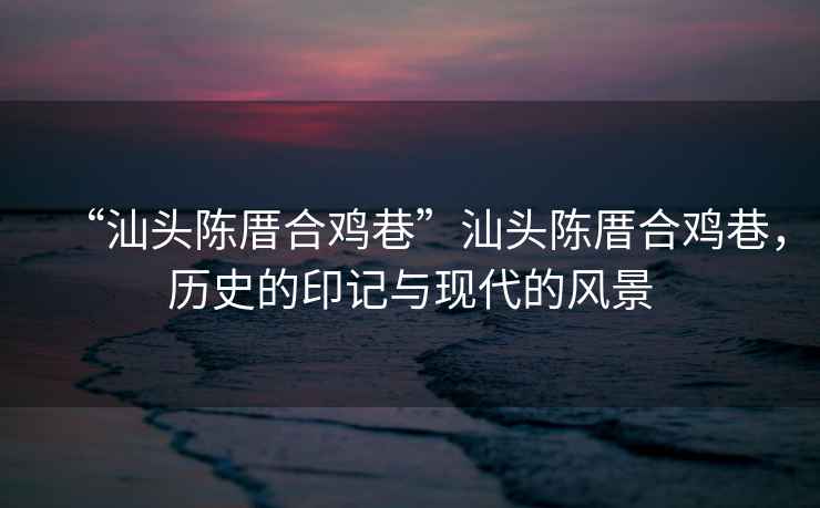 “汕頭陳厝合雞巷”汕頭陳厝合雞巷，歷史的印記與現(xiàn)代的風(fēng)景