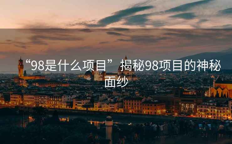 “98是什么項(xiàng)目”揭秘98項(xiàng)目的神秘面紗