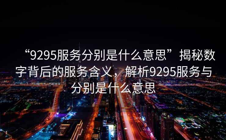 “9295服務(wù)分別是什么意思”揭秘?cái)?shù)字背后的服務(wù)含義，解析9295服務(wù)與分別是什么意思