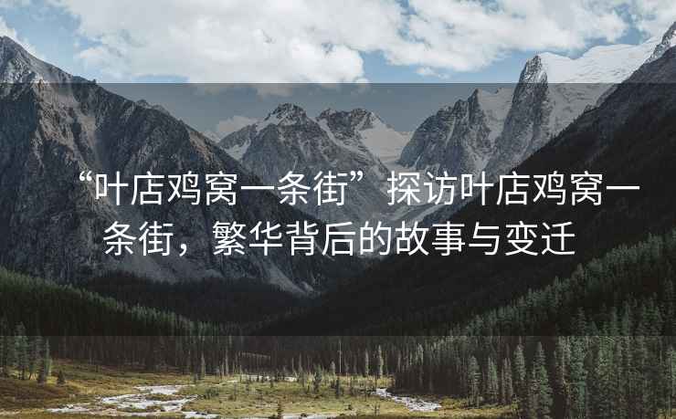 “葉店雞窩一條街”探訪葉店雞窩一條街，繁華背后的故事與變遷