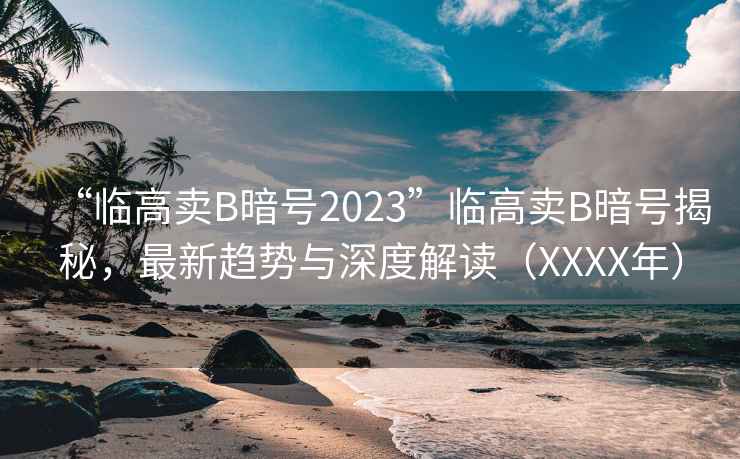 “臨高賣B暗號2023”臨高賣B暗號揭秘，最新趨勢與深度解讀（XXXX年）