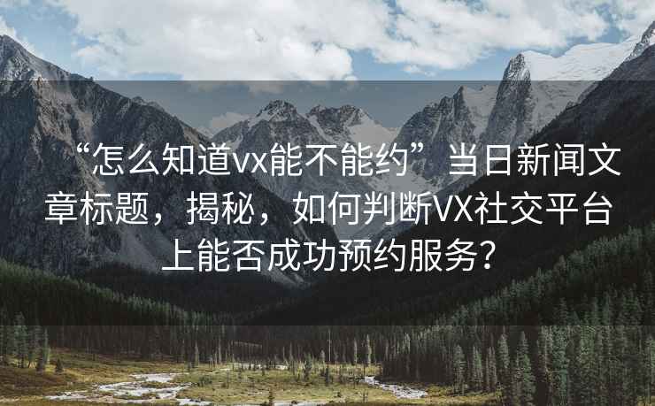 “怎么知道vx能不能約”當(dāng)日新聞文章標(biāo)題，揭秘，如何判斷VX社交平臺上能否成功預(yù)約服務(wù)？