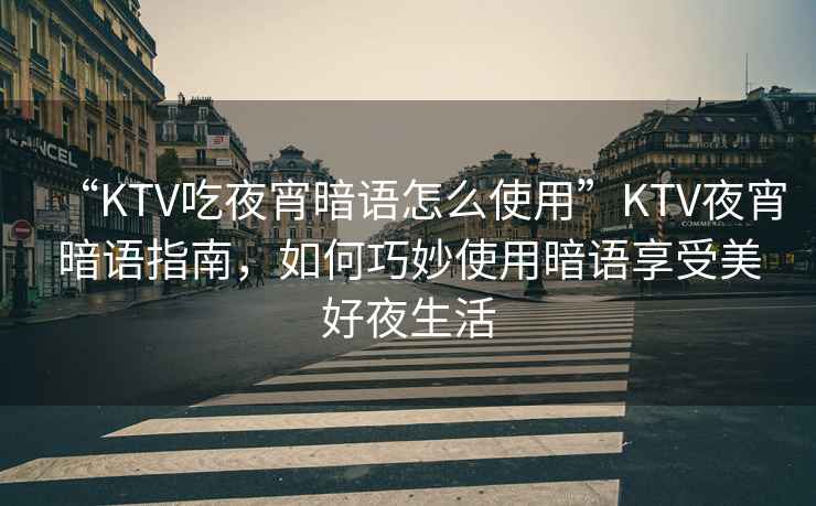“KTV吃夜宵暗語怎么使用”KTV夜宵暗語指南，如何巧妙使用暗語享受美好夜生活