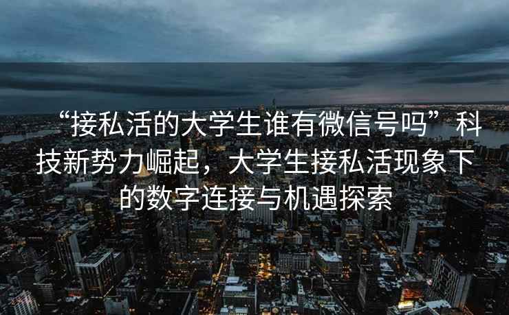 “接私活的大學(xué)生誰(shuí)有微信號(hào)嗎”科技新勢(shì)力崛起，大學(xué)生接私活現(xiàn)象下的數(shù)字連接與機(jī)遇探索