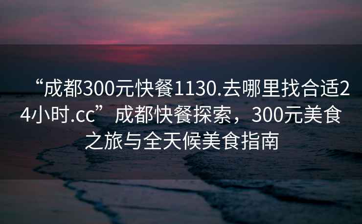 “成都300元快餐1130.去哪里找合適24小時(shí).cc”成都快餐探索，300元美食之旅與全天候美食指南