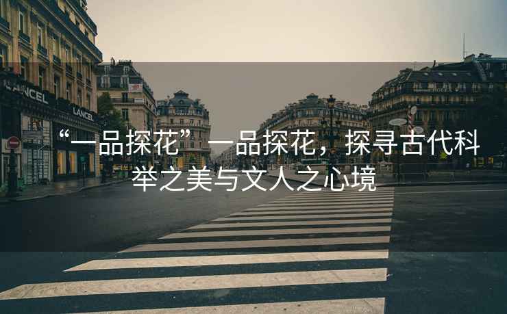 “一品探花”一品探花，探尋古代科舉之美與文人之心境